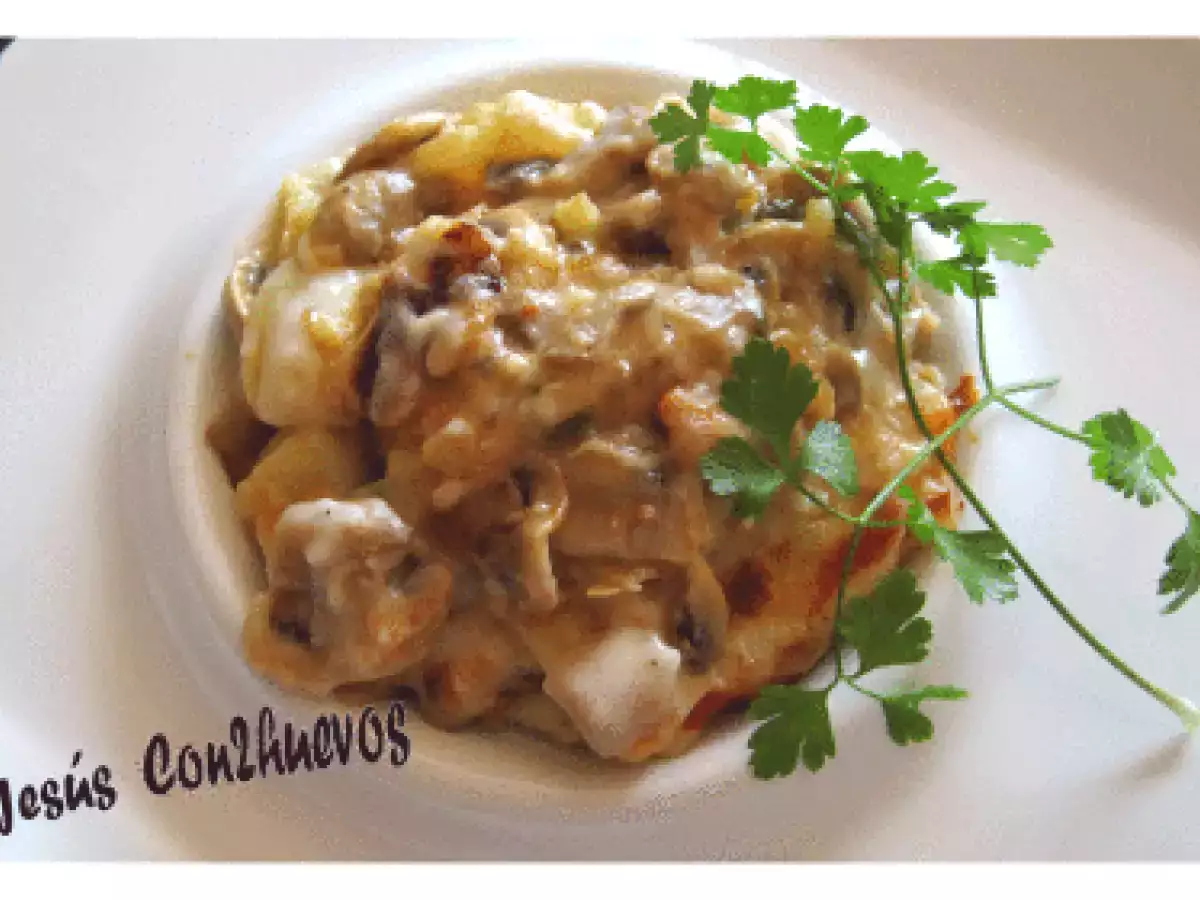 PATATAS Y CHAMPIÑONES GRATINADOS