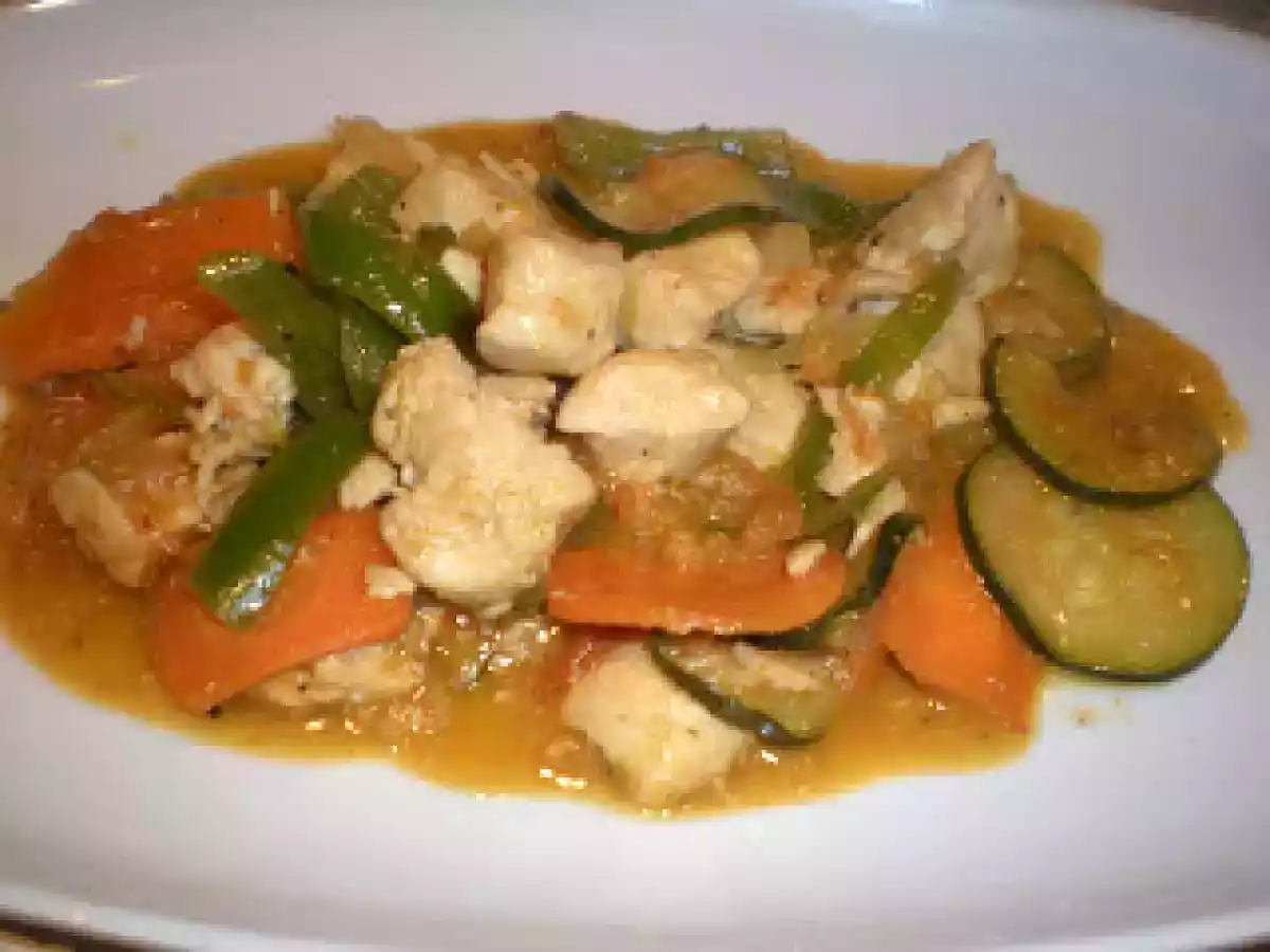 Pechuga de pollo con salteado de hortalizas