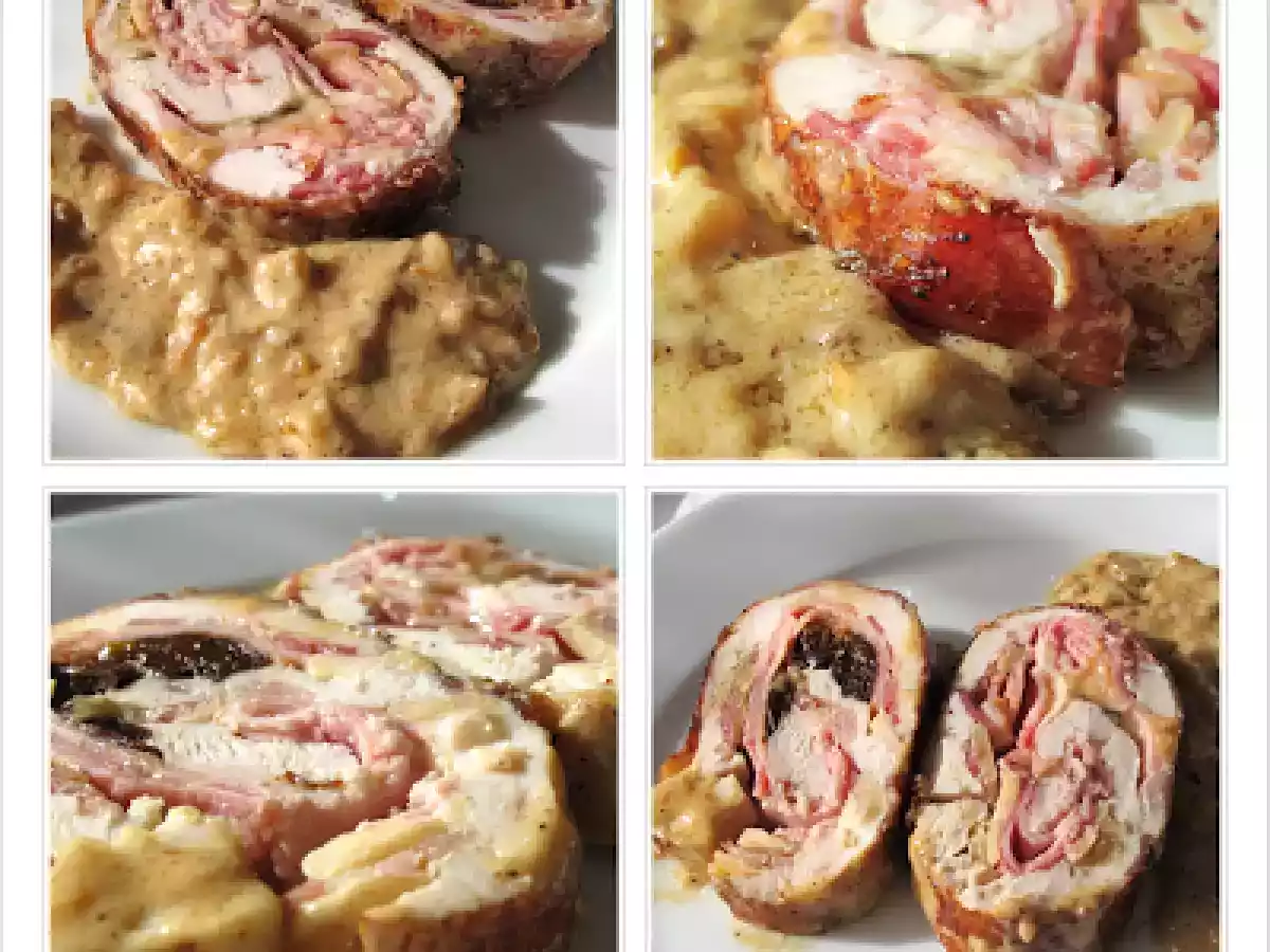 PECHUGA DE POLLO RELLENA DE JAMON, QUESO, MANZANA Y CIRUELAS - foto 2