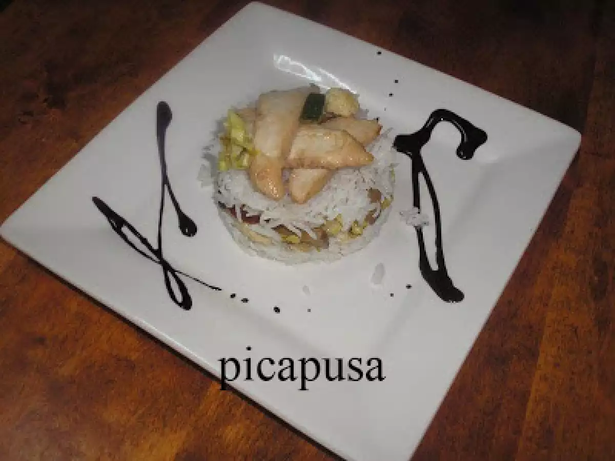 PECHUGA MARINADA A LA SOJA CON WOK DE VERDURAS.