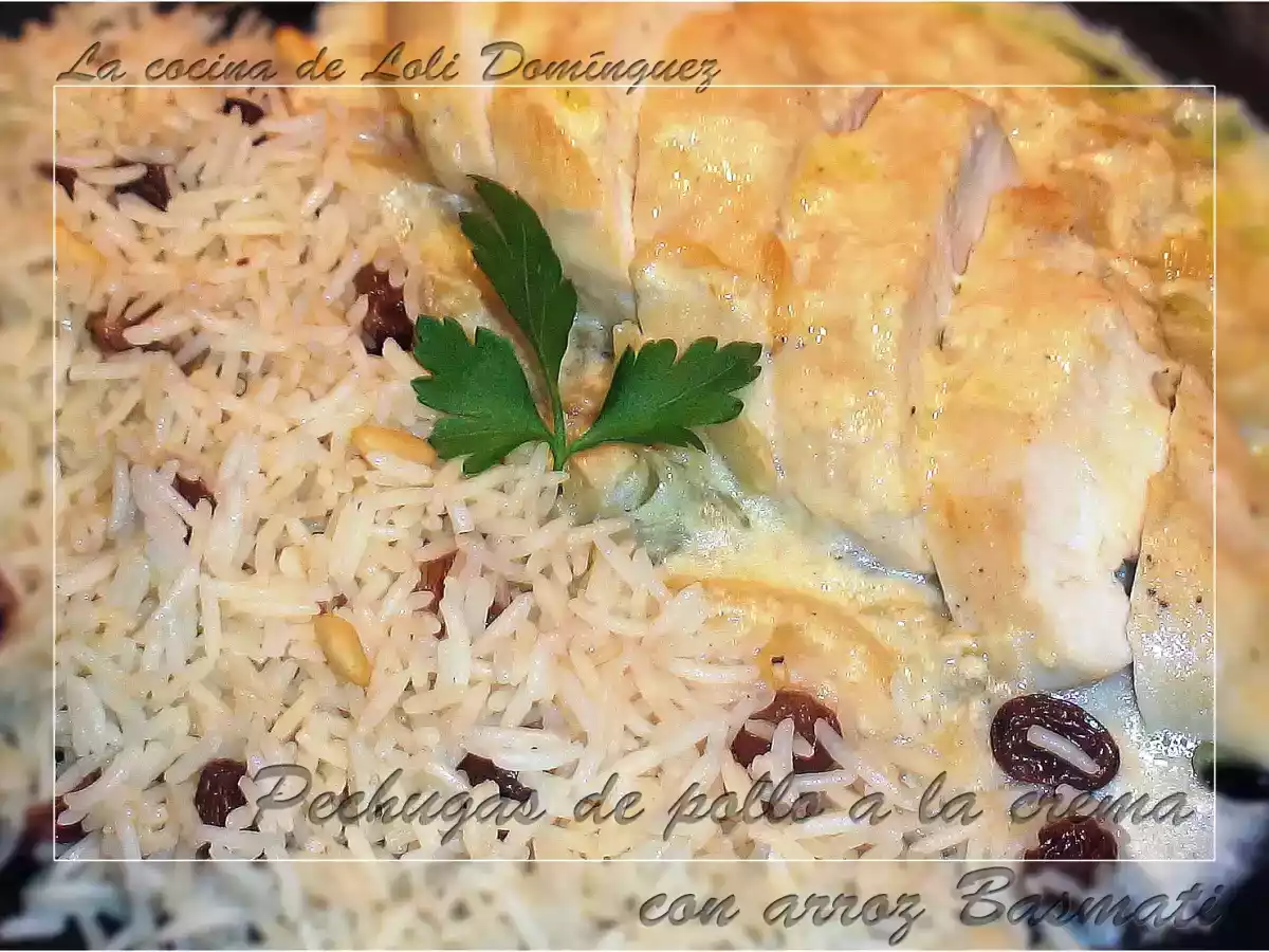 Pechugas de pollo a la crema con arroz Basmati