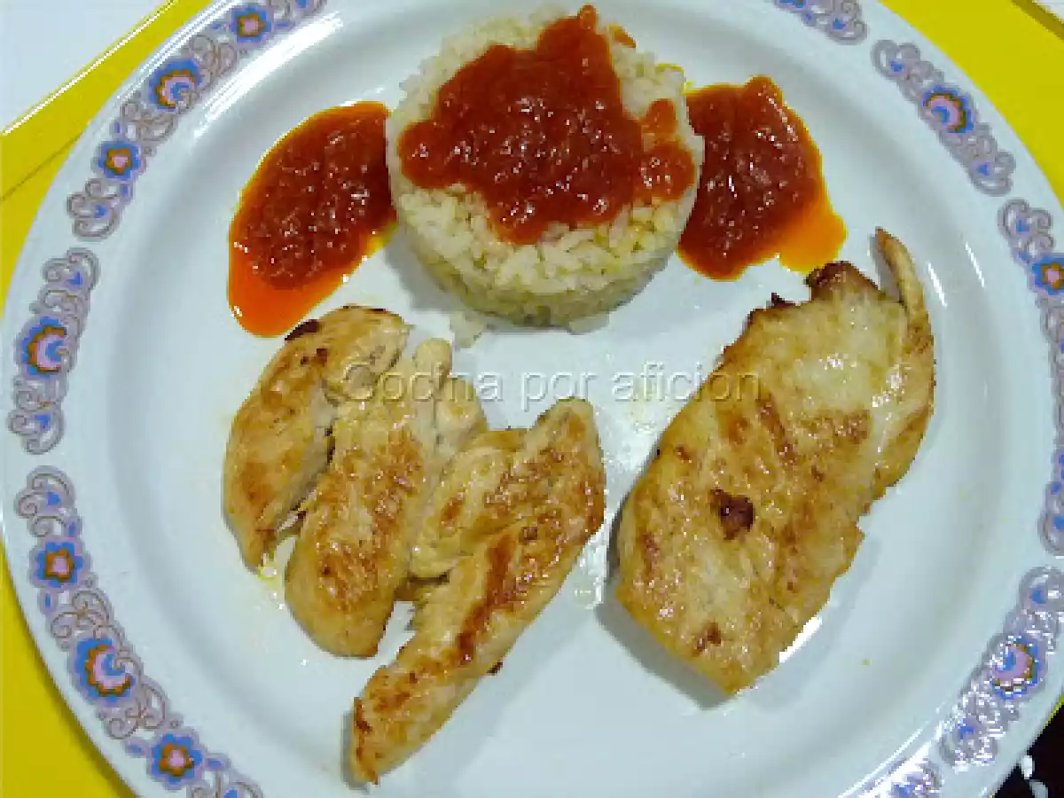 Pechugas de pollo a la plancha con arroz