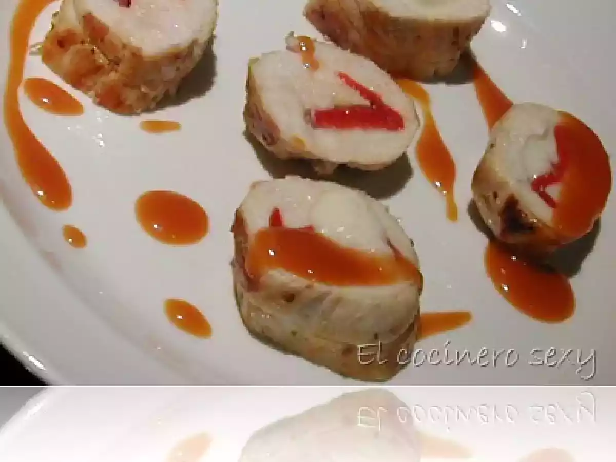 Pechugas de pollo rellenas con salsa agridulce