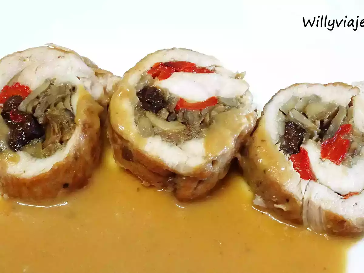 Pechugas rellenas con salsa de castañas