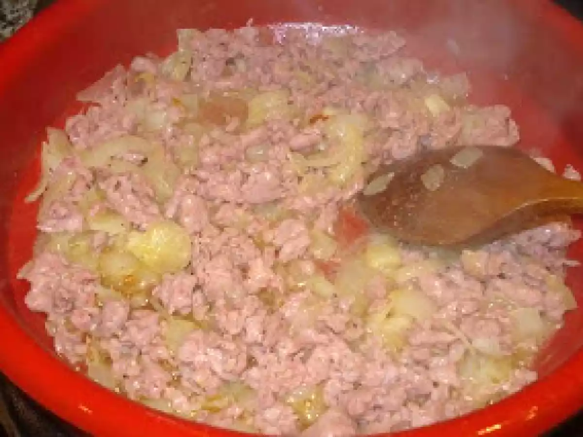 Penne con gorgonzola e salsiccia (Macarrones gorgonzola y longanizas) - foto 3