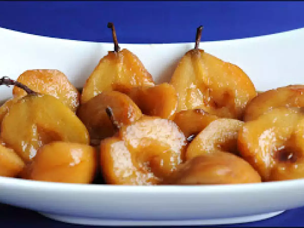 Peras cocidas con sirope de oporto y caramelo - foto 2