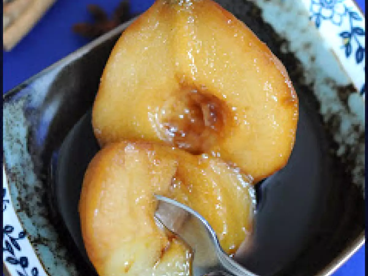 Peras cocidas con sirope de oporto y caramelo - foto 4