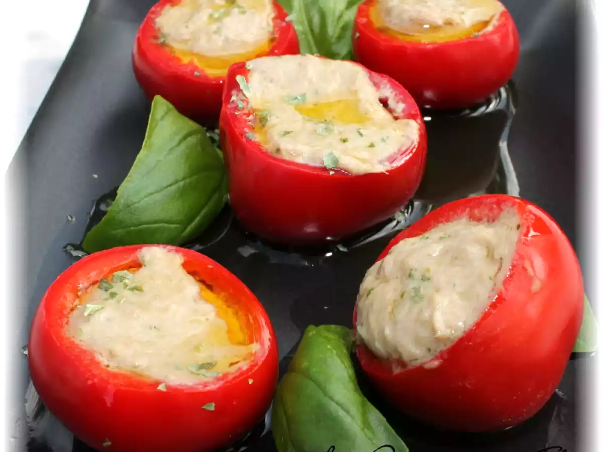 Pimientos cherry rellenos de mousse de atún - Mi despensa