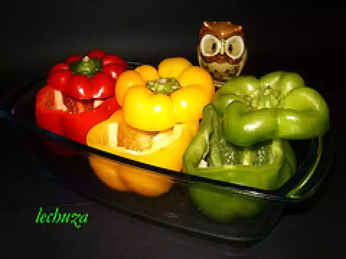 Pimientos morrones rellenos de arroz, gambas y bacalao - foto 3