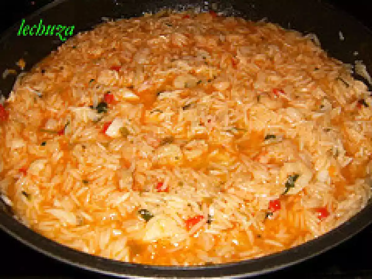 Pimientos morrones rellenos de arroz, gambas y bacalao - foto 4