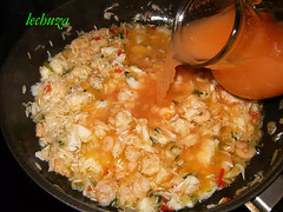 Pimientos morrones rellenos de arroz, gambas y bacalao - foto 5