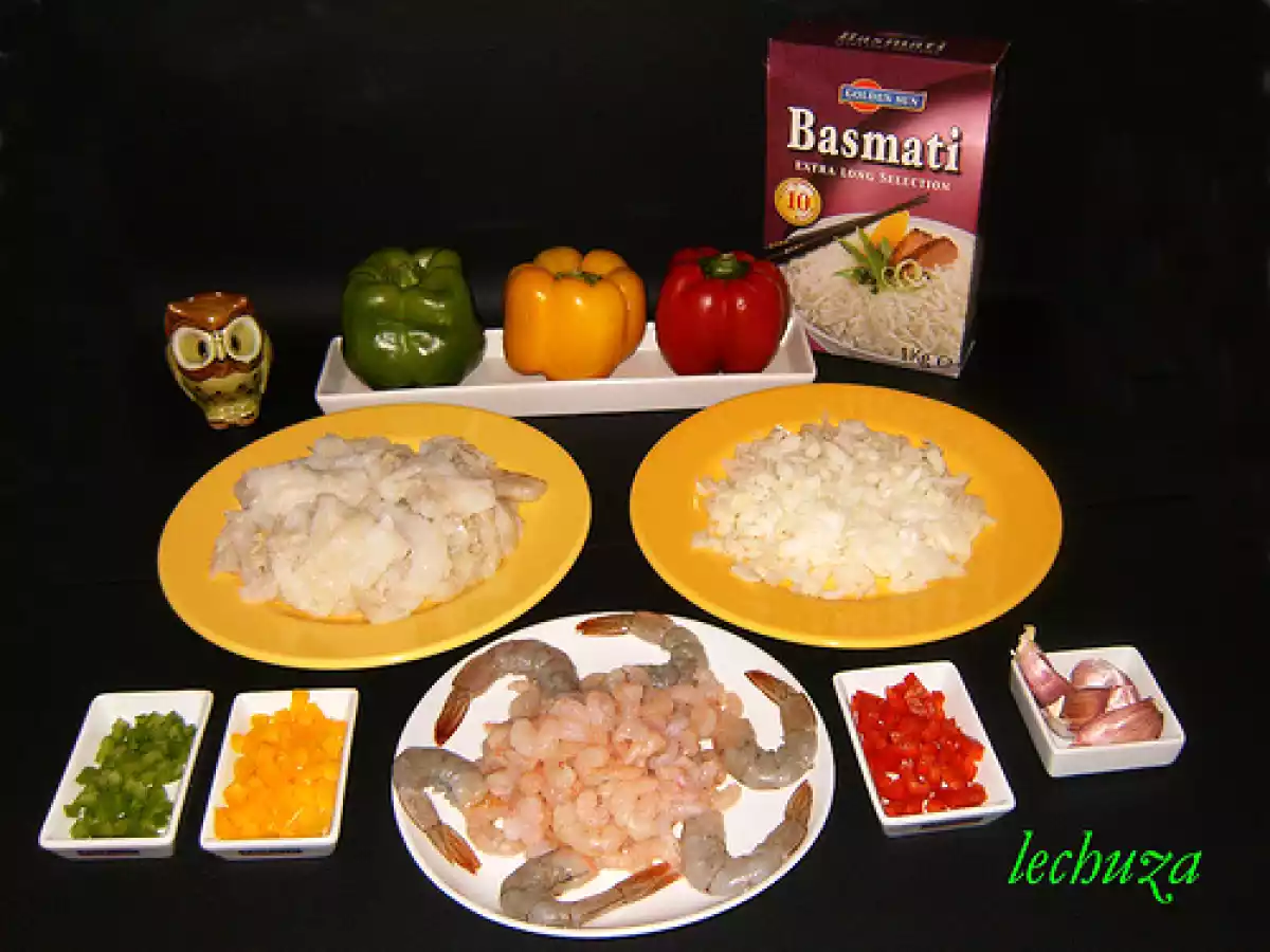 Pimientos morrones rellenos de arroz, gambas y bacalao - foto 12