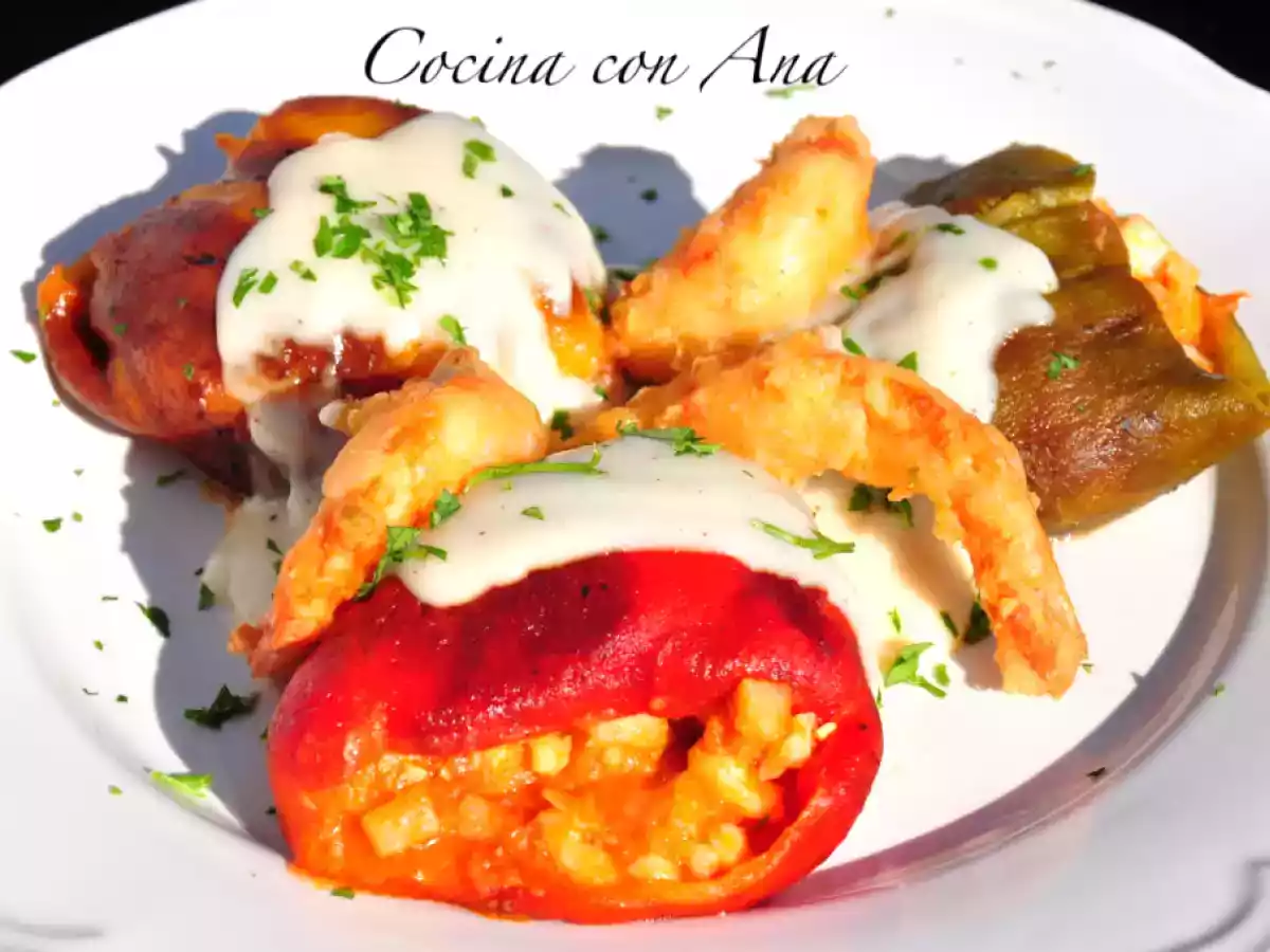 PIMIENTOS RELLENOS DE BACALAO Y GAMBAS