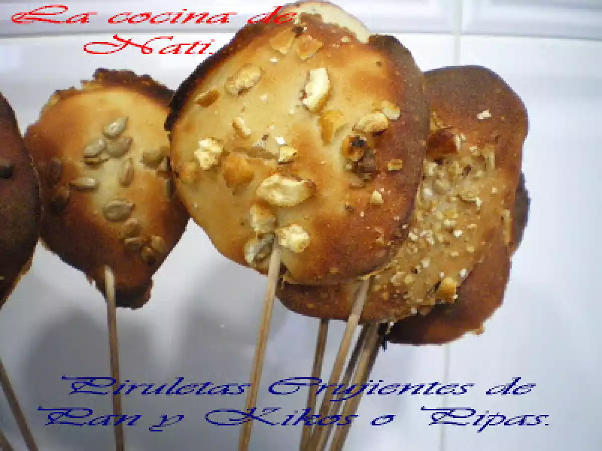 PIRULETAS CRUJIENTES DE PAN Y KIKOS O PIPAS. - foto 2