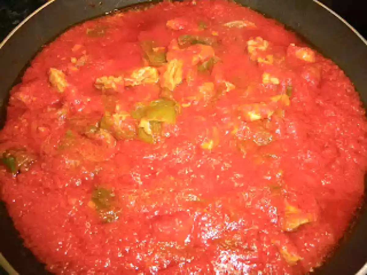 Pisto de magro y pimientos.