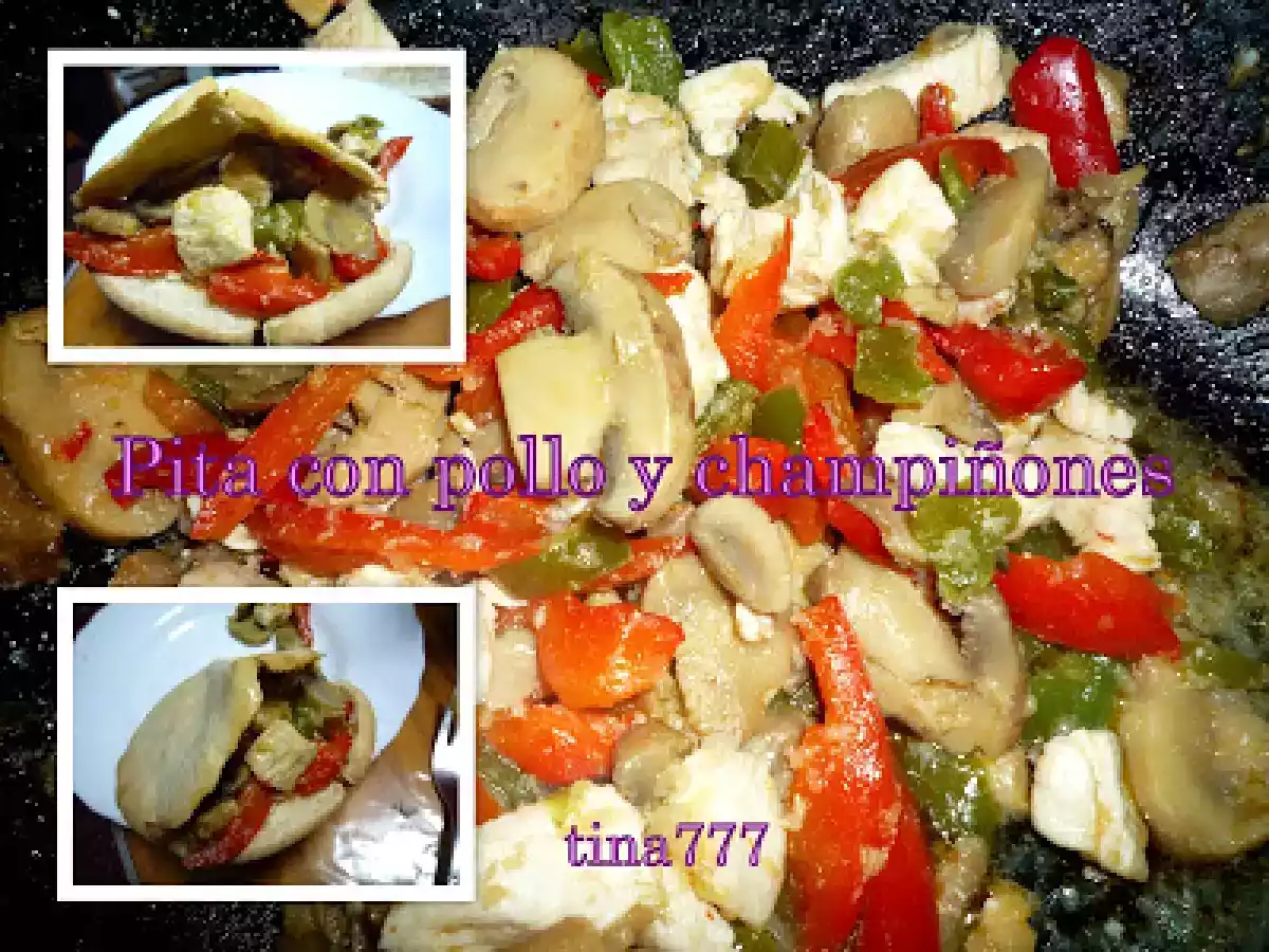Pita con pollo y champiñones