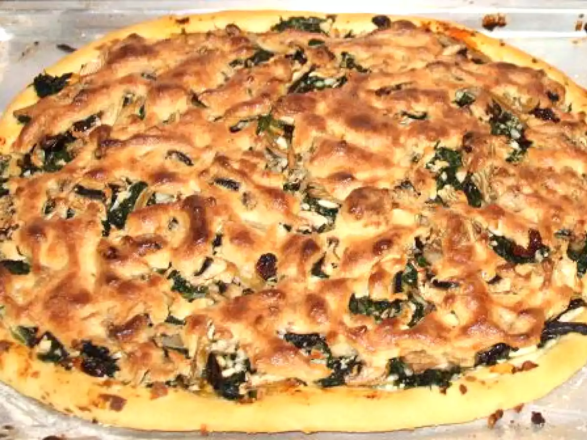 Pizza de espinacas y setas con masa casera al vino - foto 2