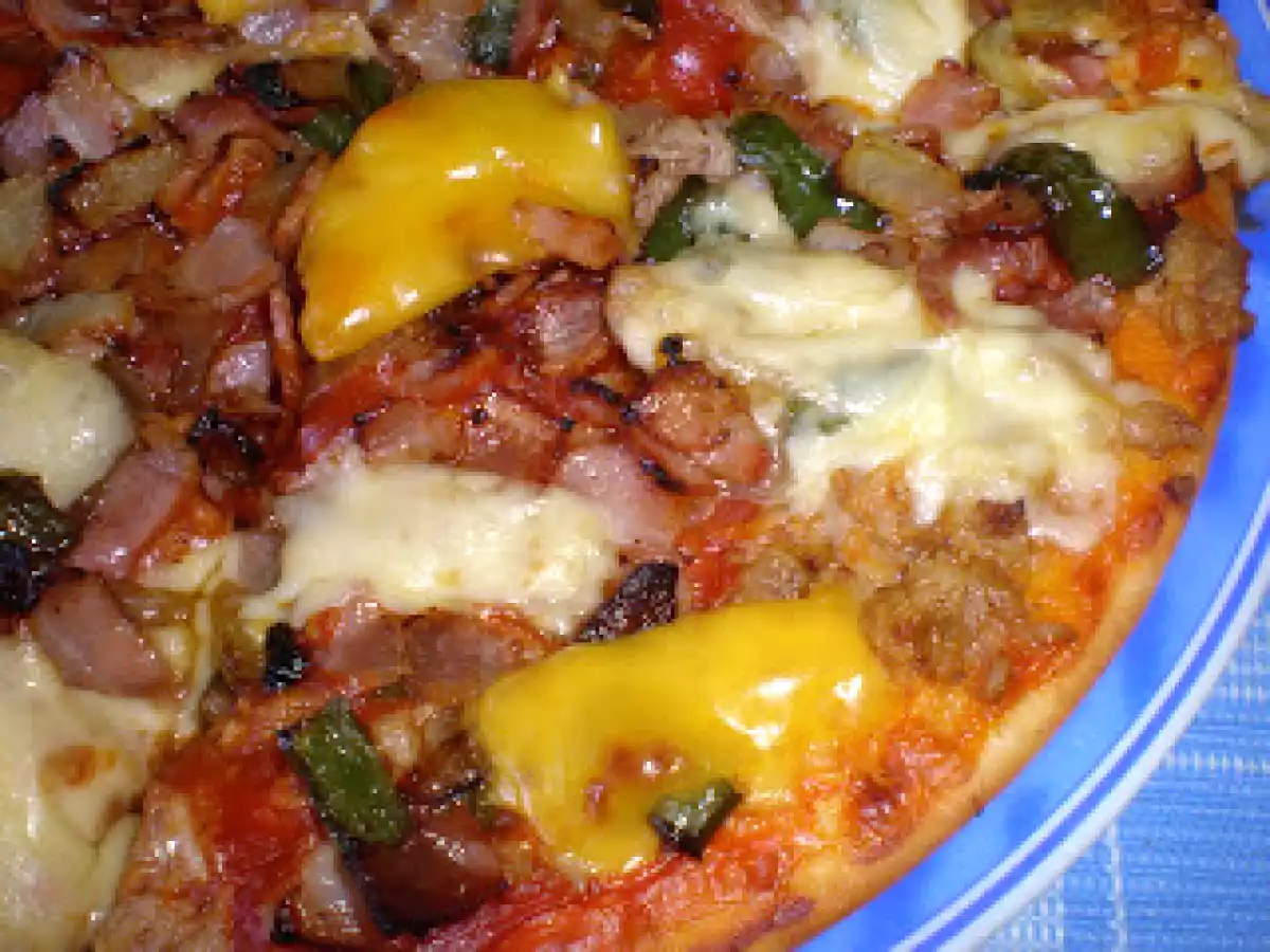 Pizza de Pimientos y Bacon
