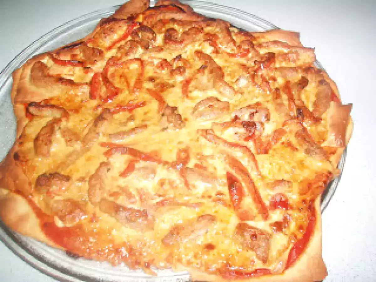 Pizza de ternera con crema de queso azul