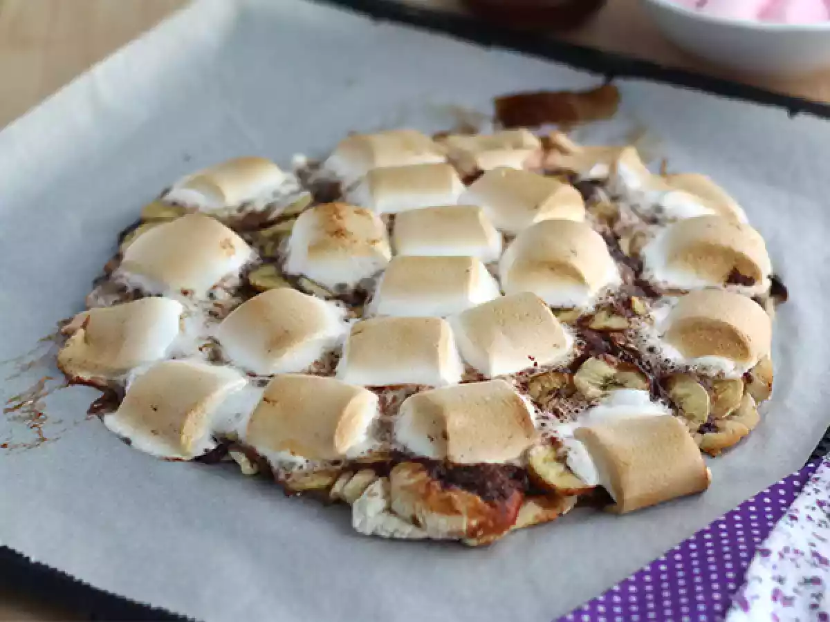 Pizza dulce de plátano y nutella