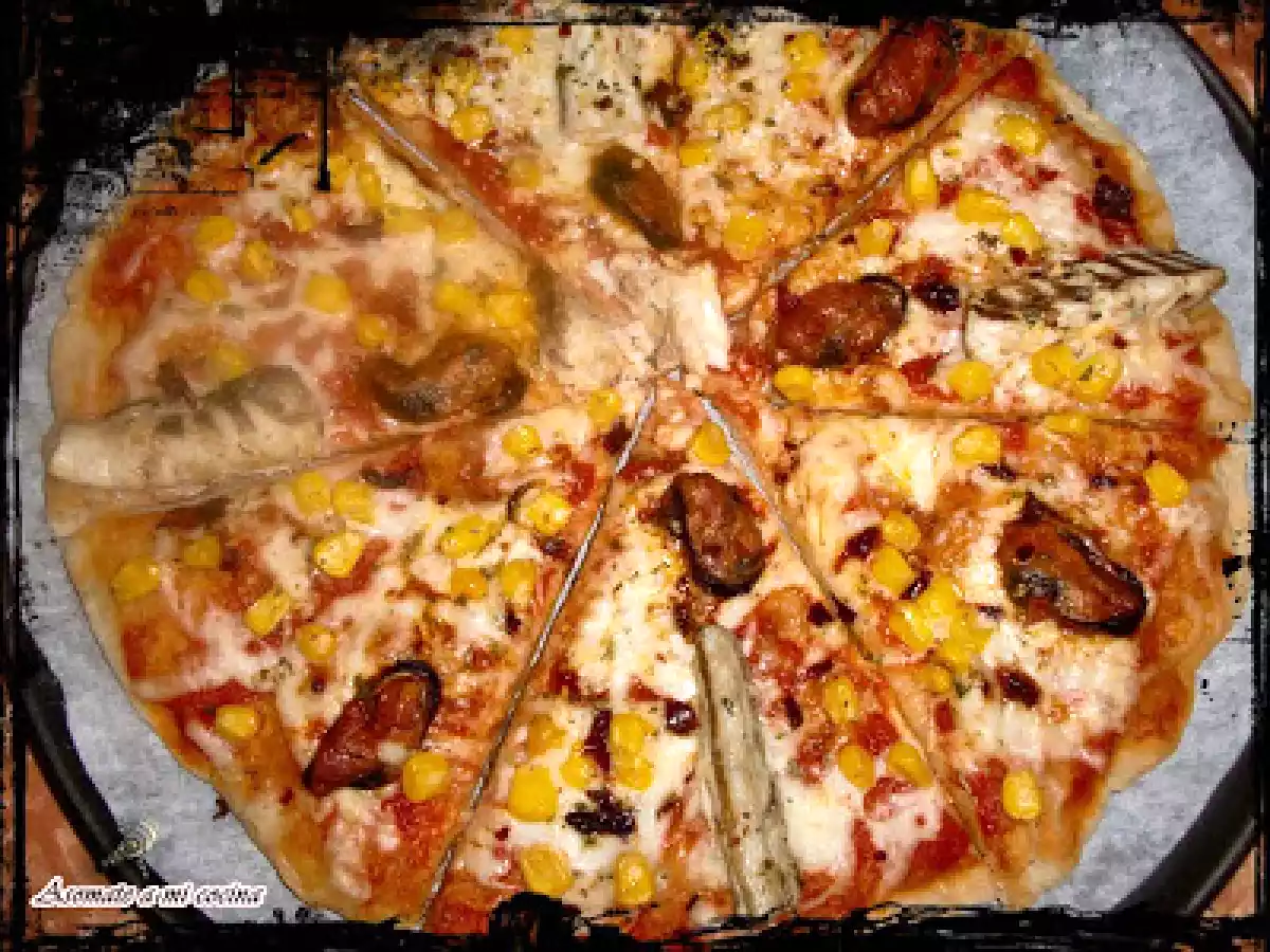 Pizza Dulce Diavola/Pizza de atún, gambas y calabacín