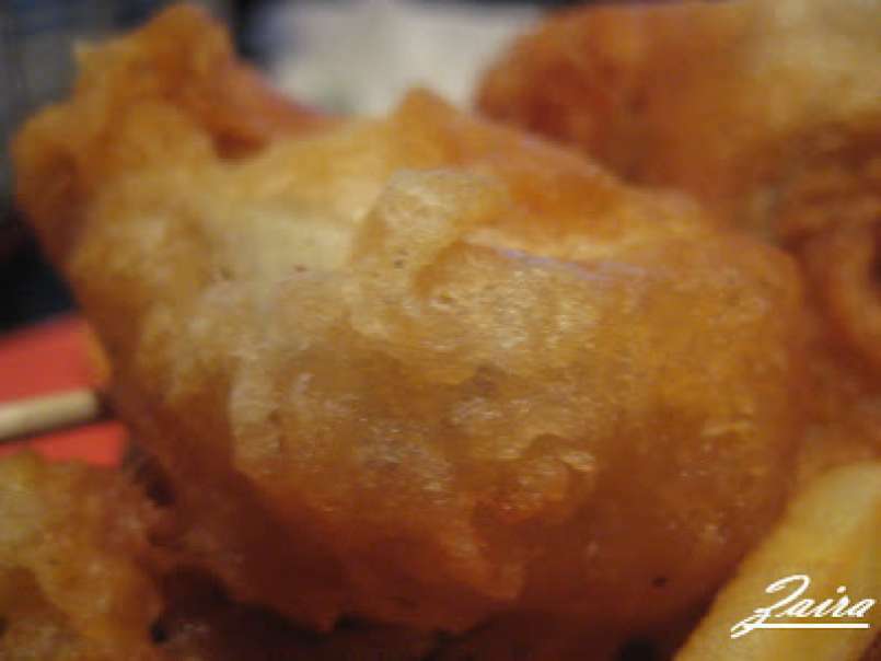 Plato único: Brocheta de pescado en tempura
