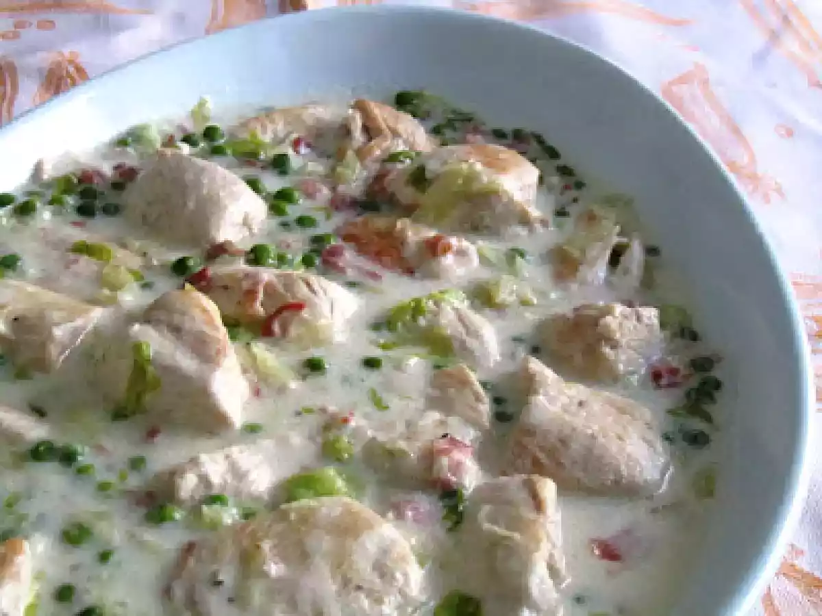 Pollo a la Francesa, con Guisantes y Bacon - foto 2