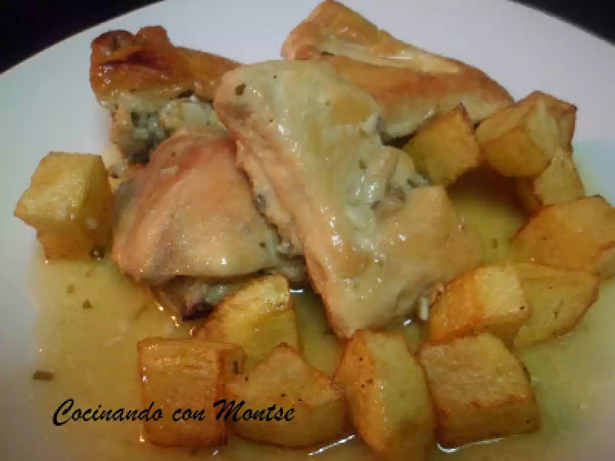 Pollo al ajillo con patatas