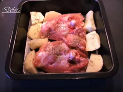 Pollo al horno con girgolas