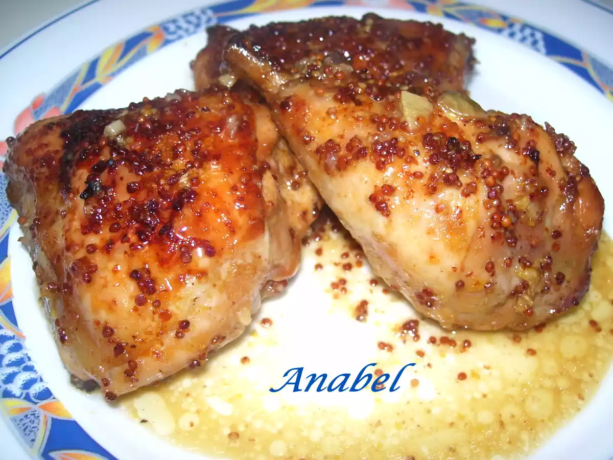 Pollo al horno con mostaza y miel