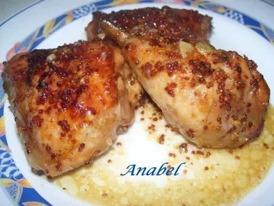 Pollo al horno con mostaza y miel