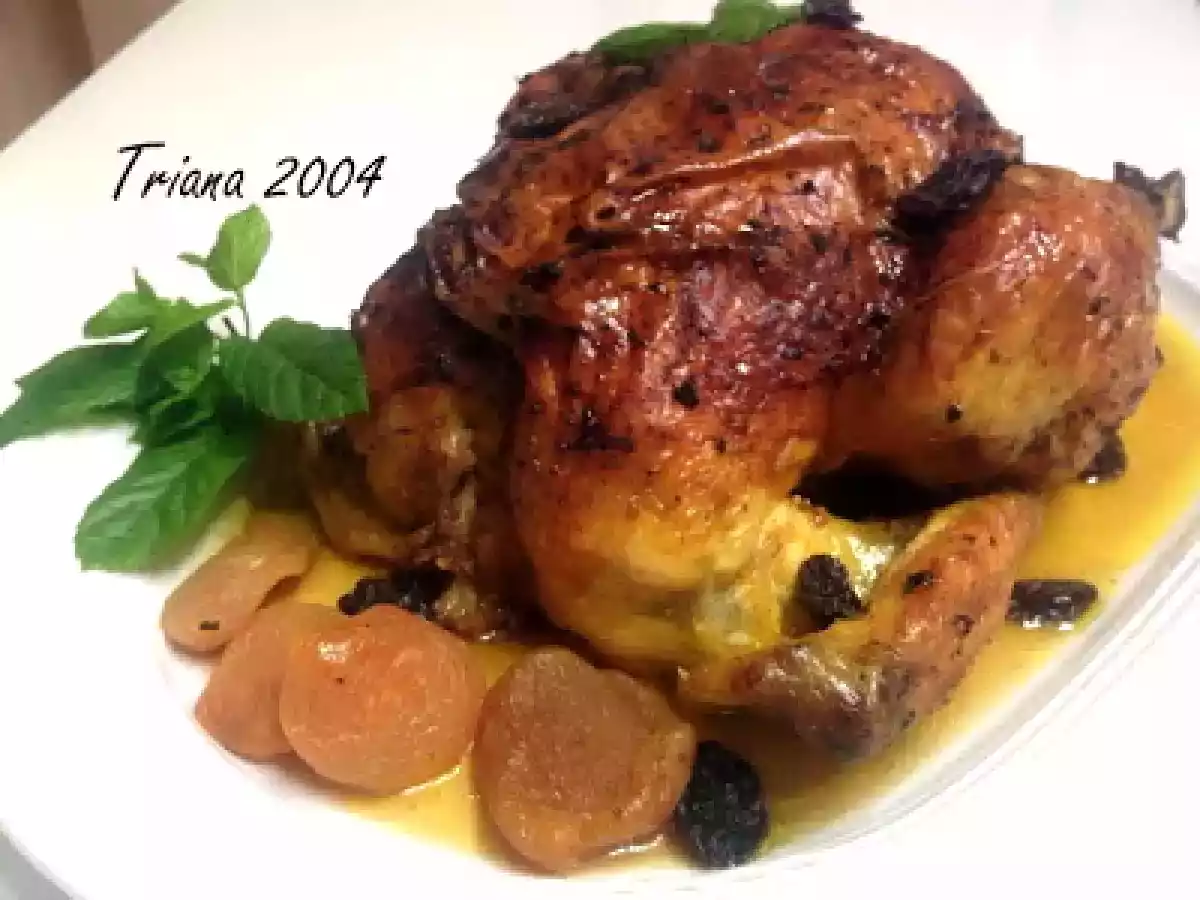 Pollo al horno con salsa de orejones y pasas