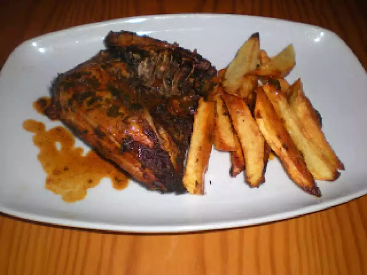 Pollo al horno en adobo y miel