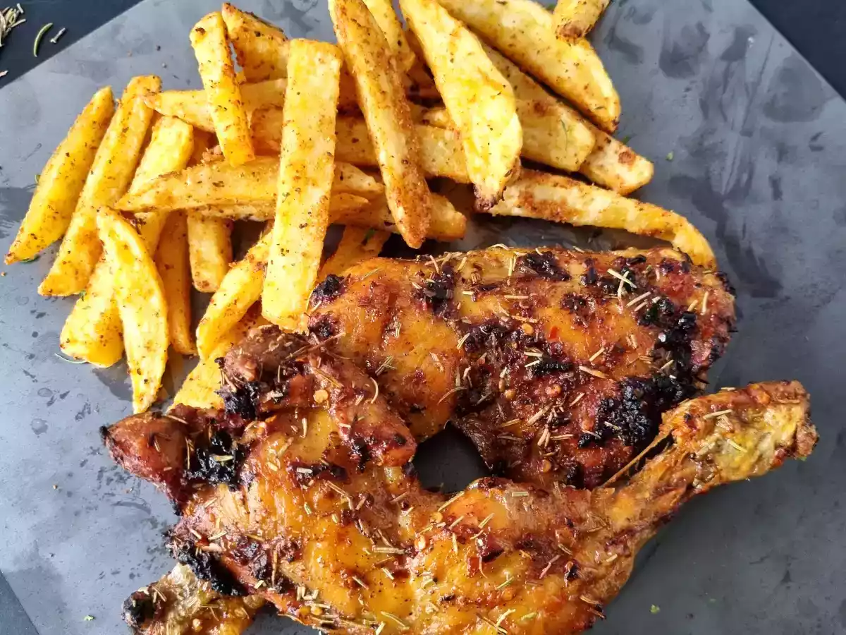 Pollo alla diavola con patatas fritas (freidora de aire) - foto 3