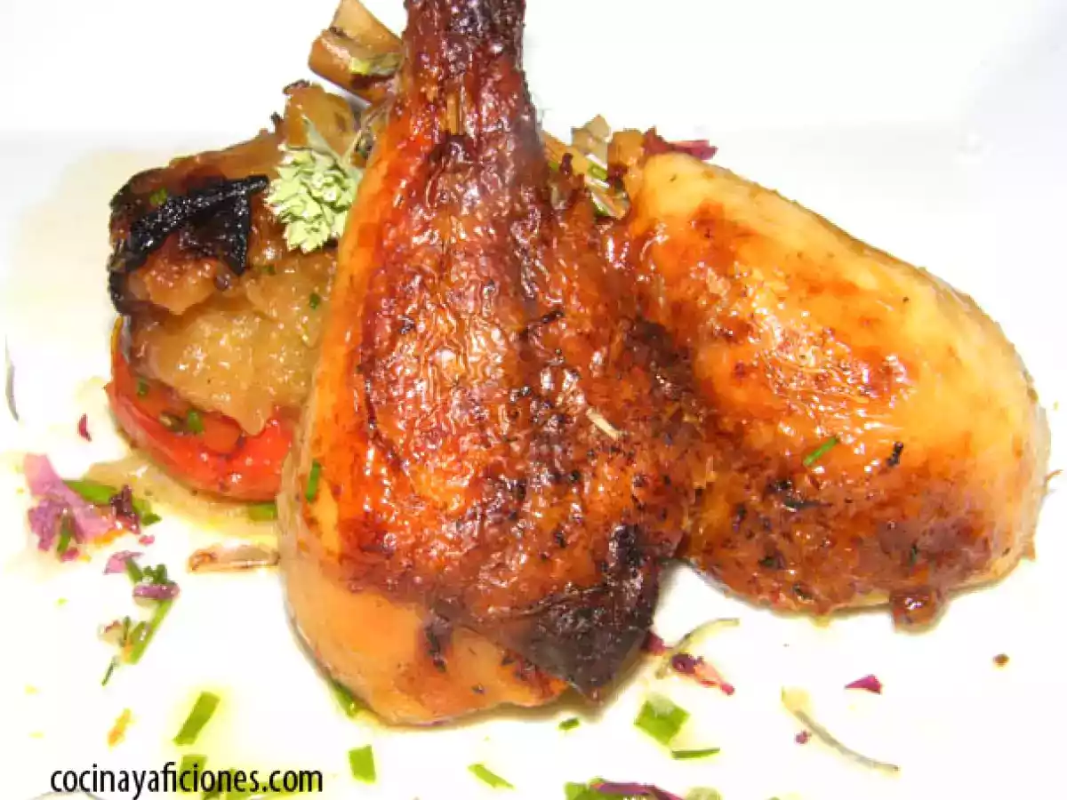 Pollo asado a baja temperatura con manzana y vegetales - foto 2