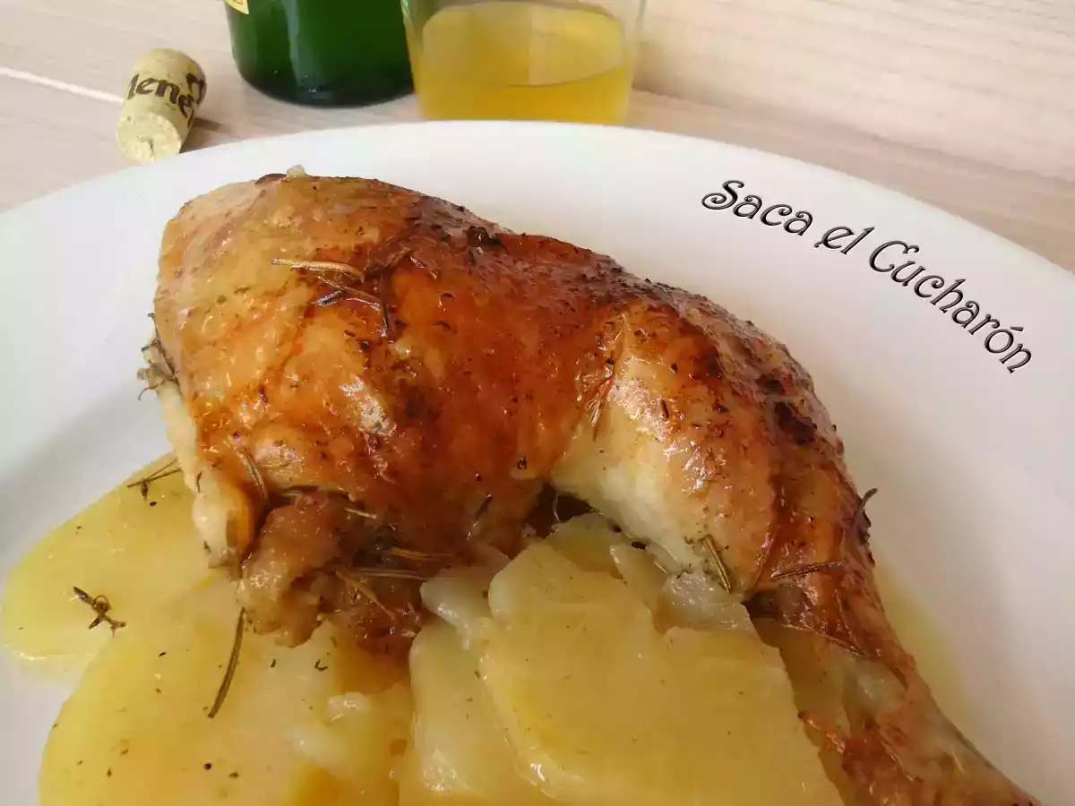 Pollo asado a la sidra