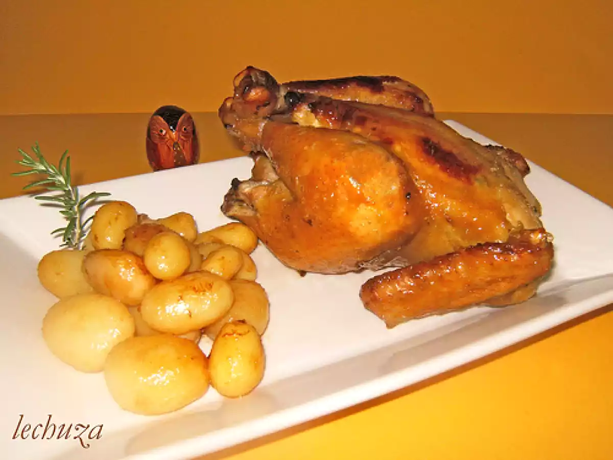 Pollo asado con miel y mostaza