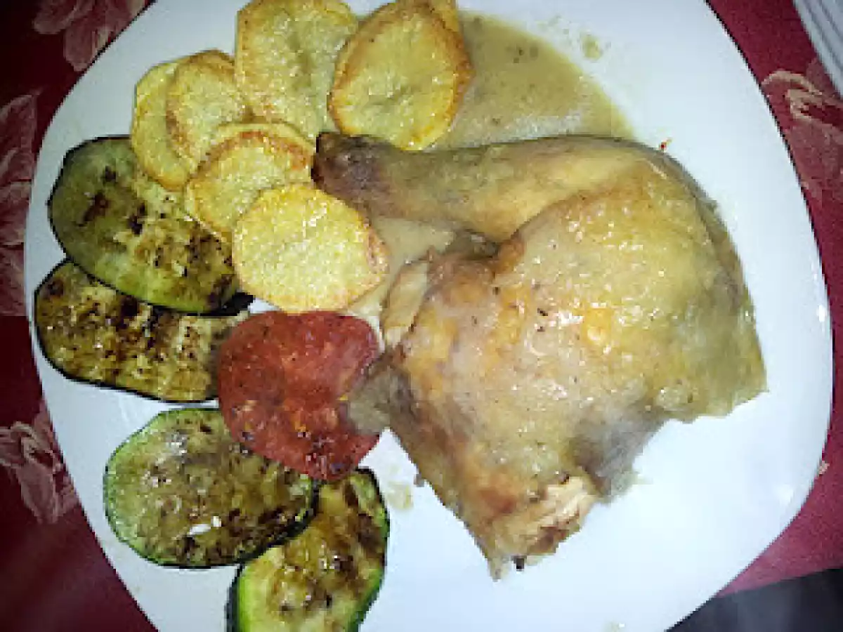 Pollo asado con salsa de almendras y miel