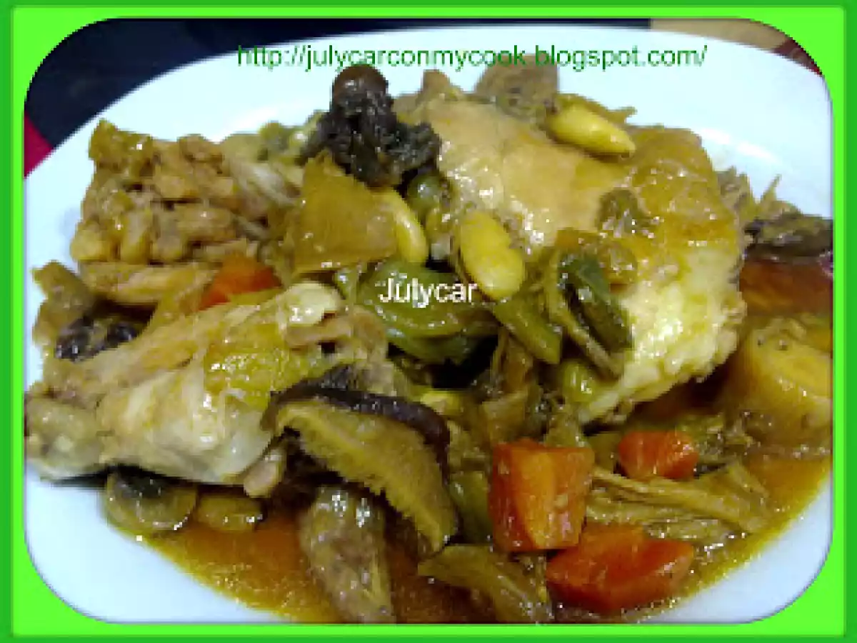 Pollo con almendras, soja y setas olla GM D