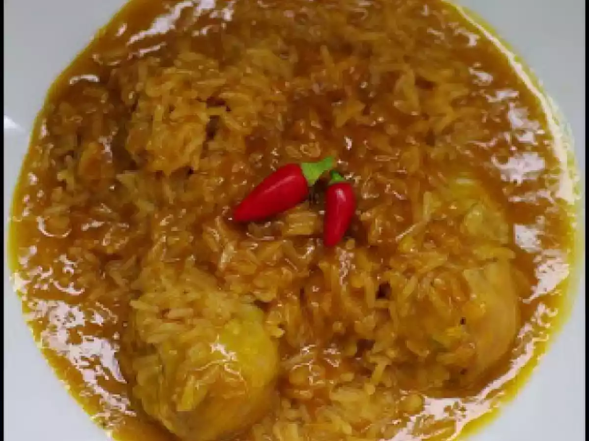 Pollo con arroz caldoso a la naranja y aroma de jengibre - foto 2