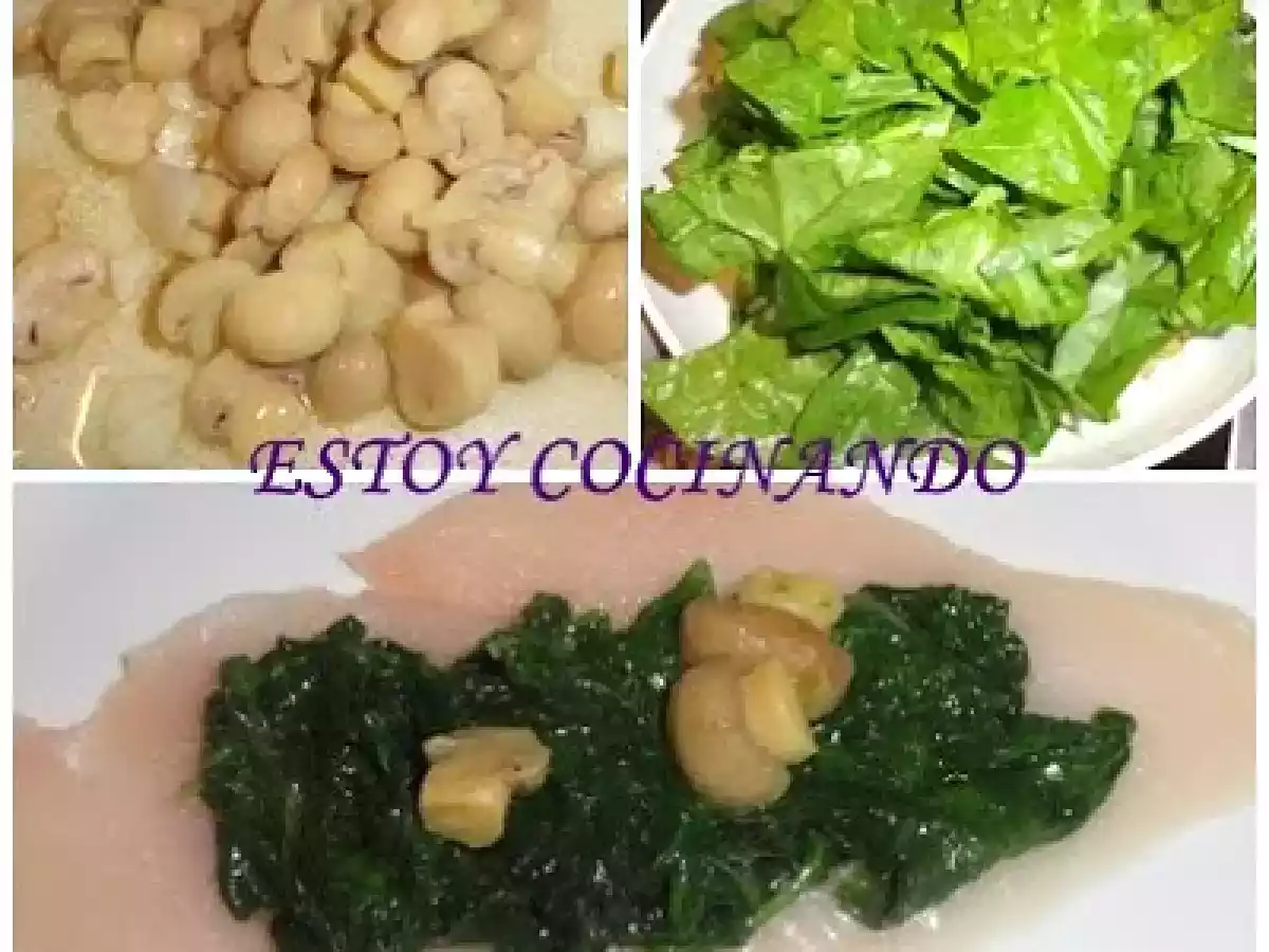 Pollo con espinacas, champiñón y pasas - foto 4