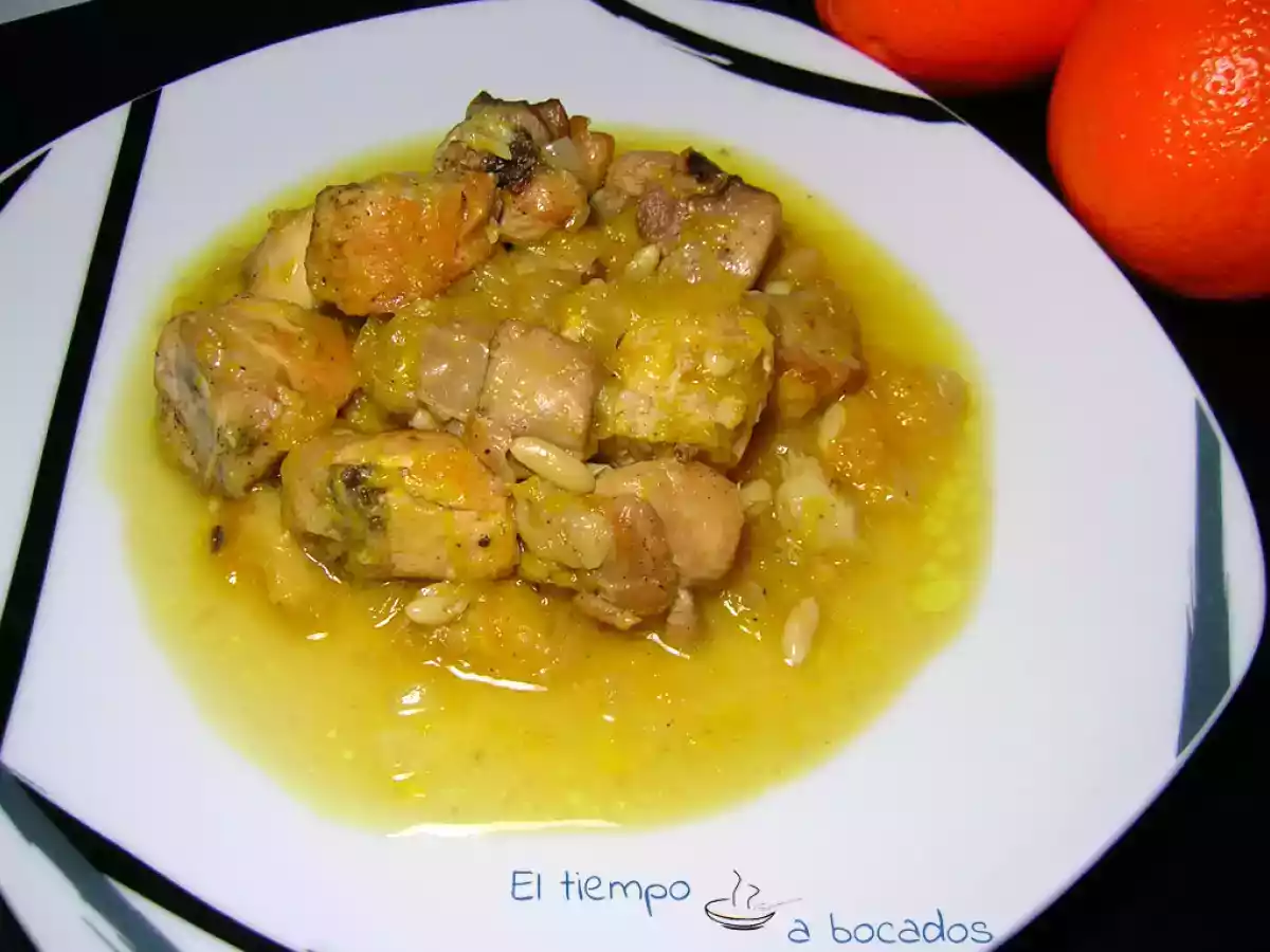 Pollo con naranjas