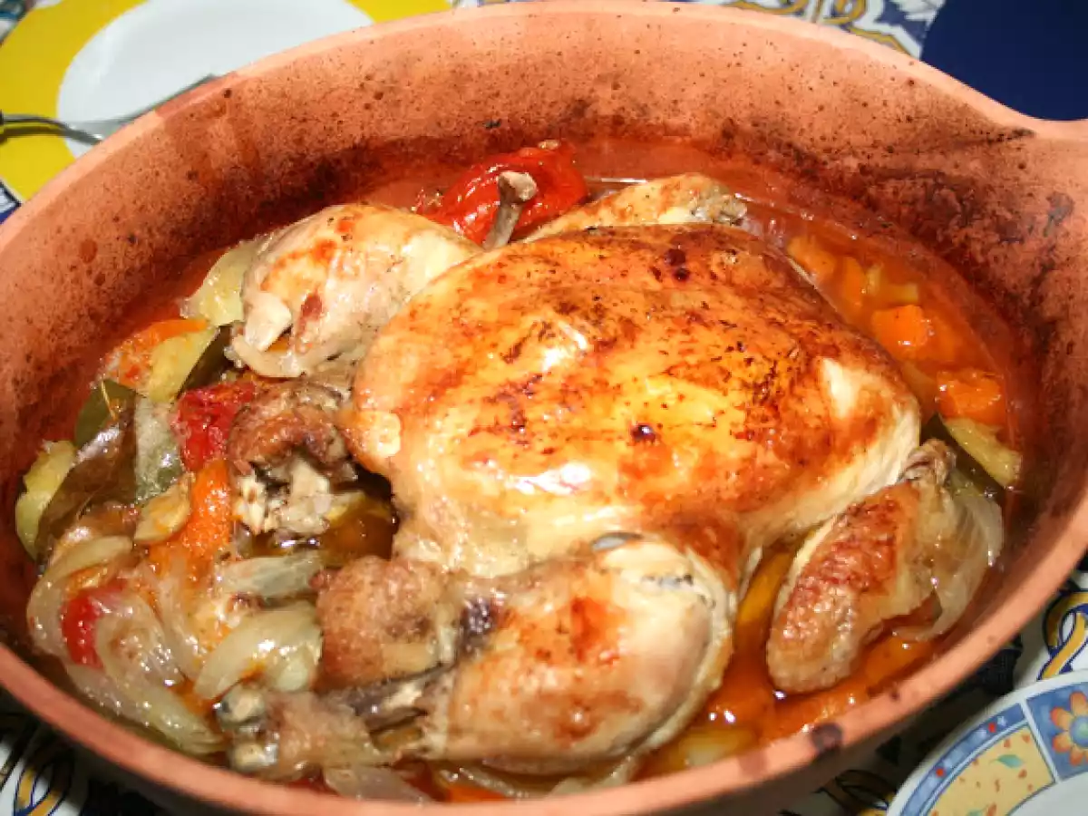 Pollo con patatas y calabaza