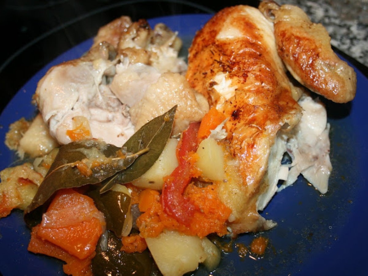 Pollo con patatas y calabaza Receta Petitchef