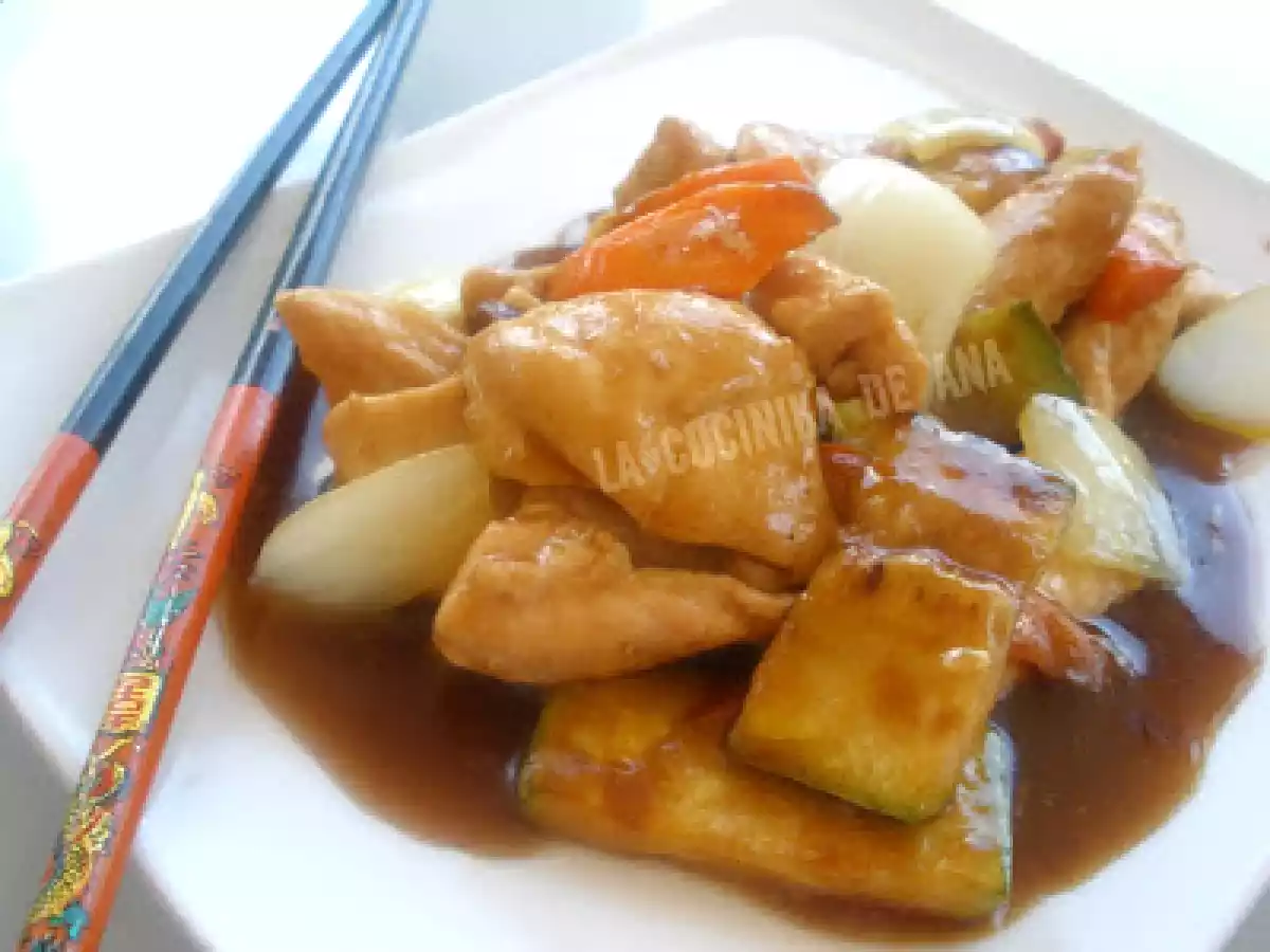 Pollo con salsa agridulce