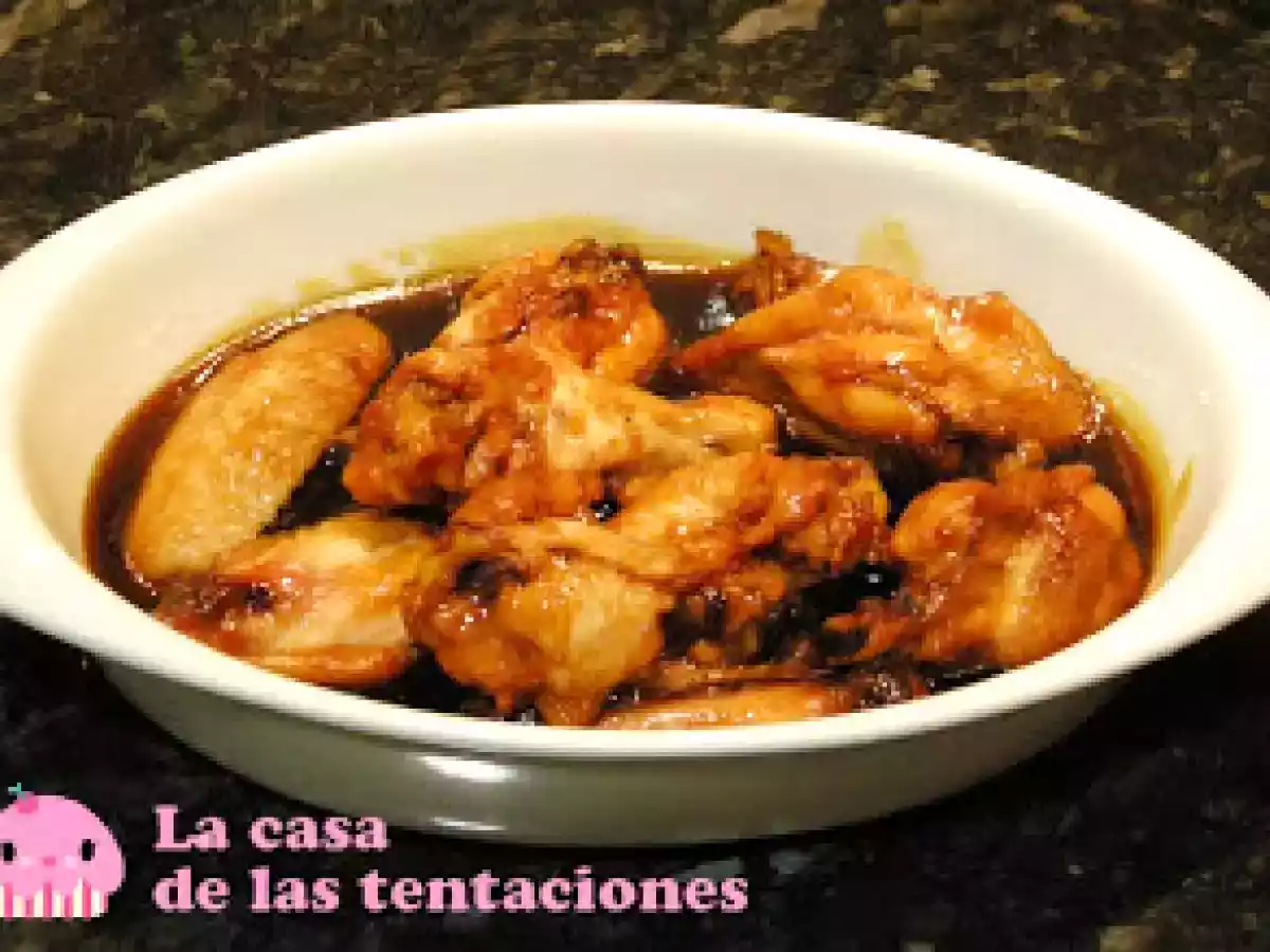 Pollo con salsa de soja, miel y limón