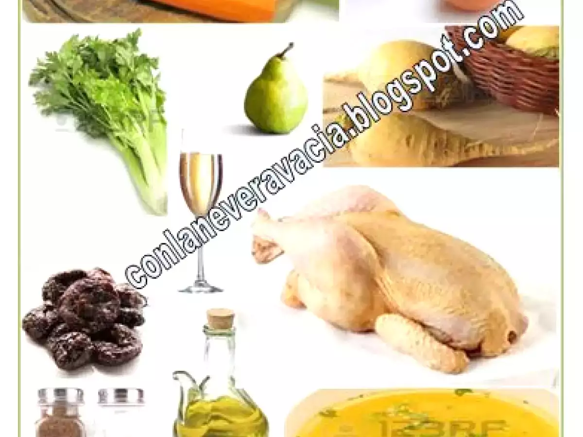 POLLO DE CORRAL AL CAVA CON PERAS Y CIRUELAS - foto 3