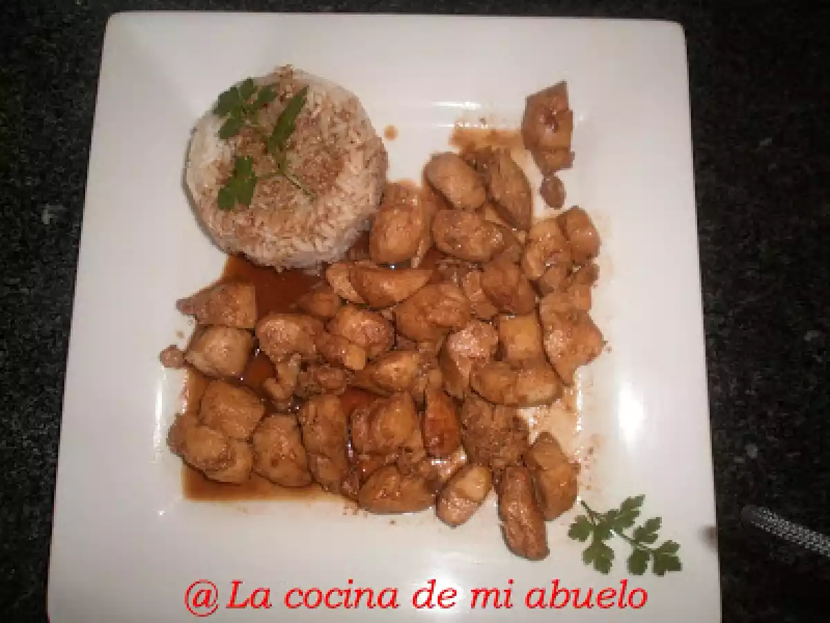 Pollo en salsa de soja y naranja