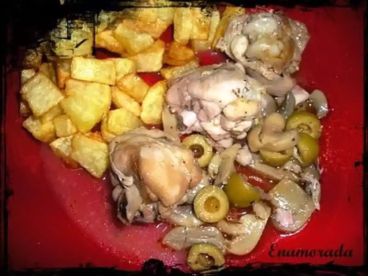 Pollo estofado a la manzanilla