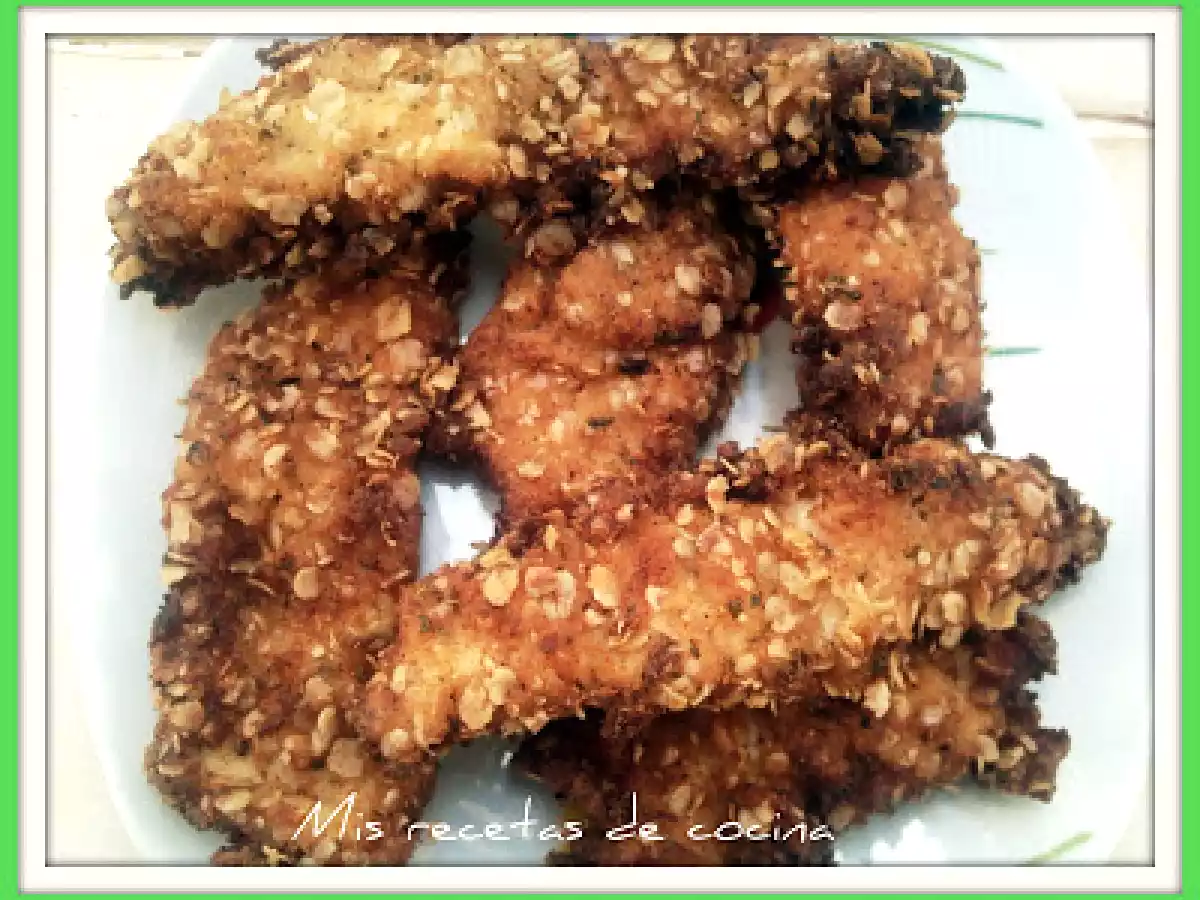 Pollo marinado en yogur rebozado en avena